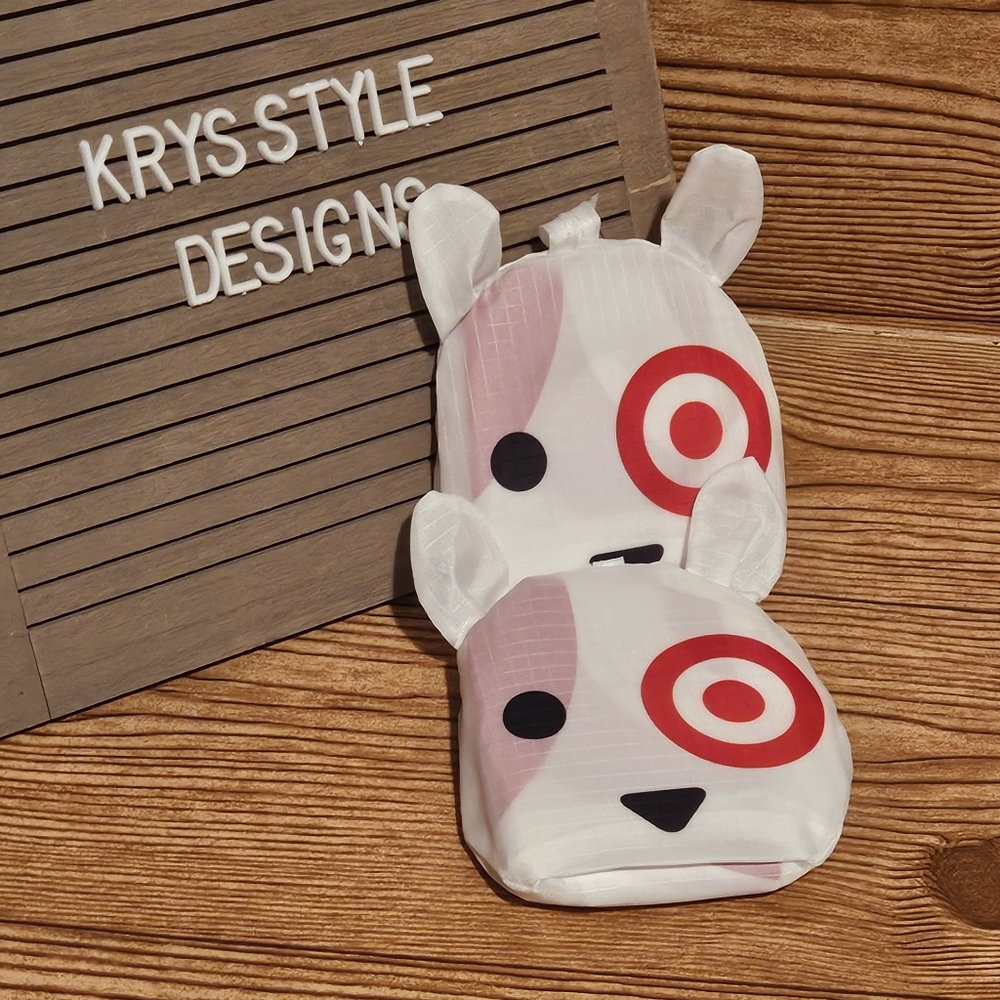 Target Bullseye Dog White Red Reusable Shopping Bags Bundle of Two New With Tags